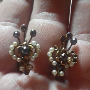 Elegant Gold Tone and Faux Pearl Earrings (Coro)